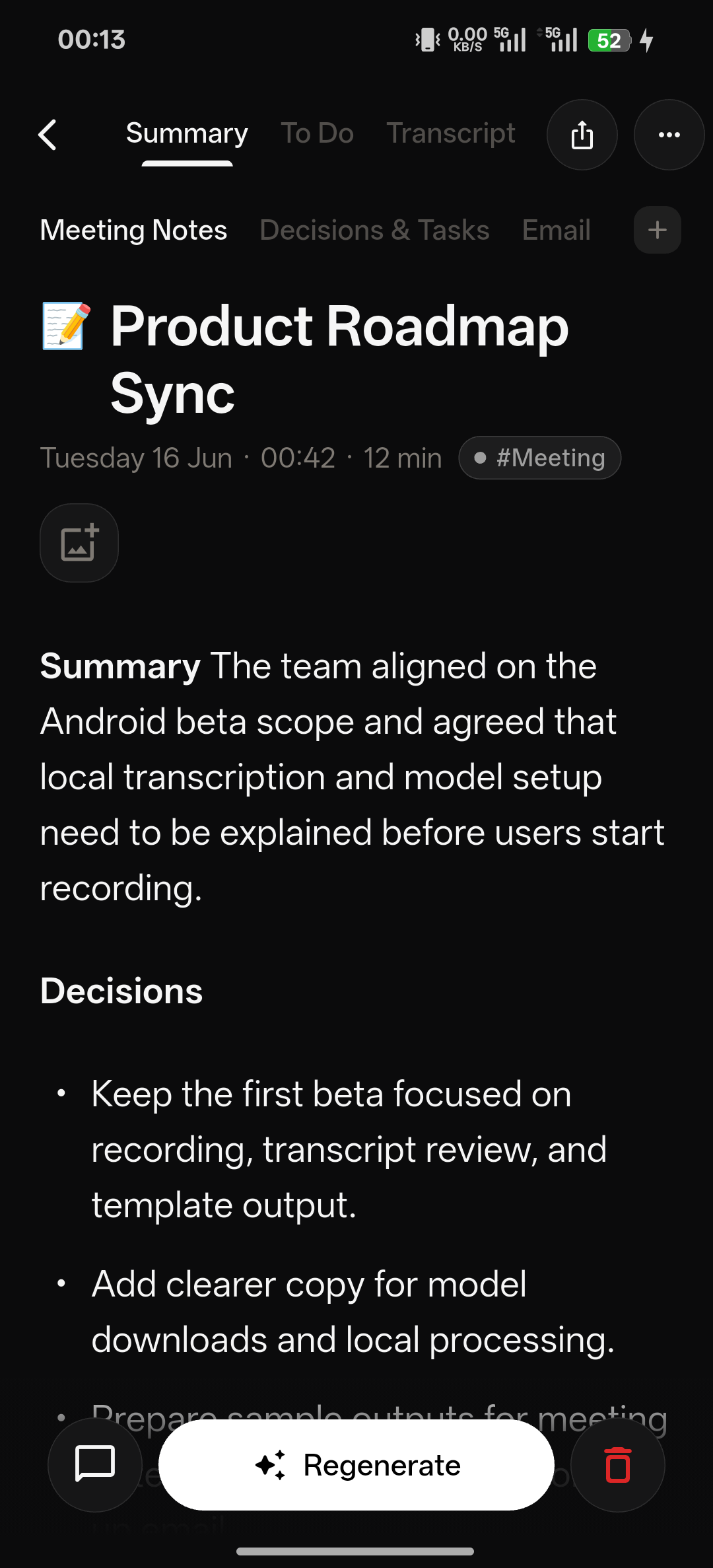 Generated summary - HushMemo Android beta