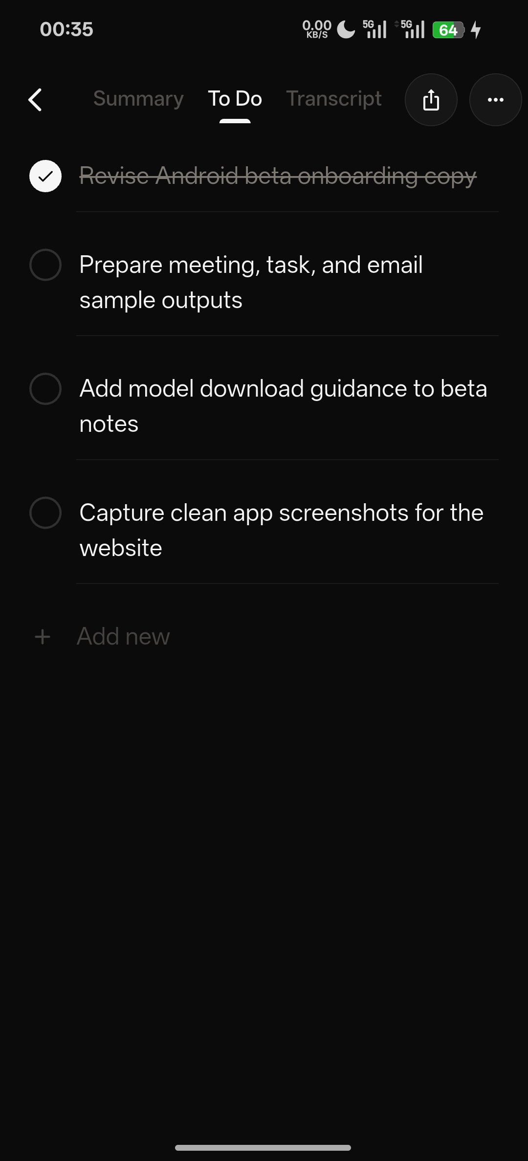 Detail TODOs - HushMemo Android beta